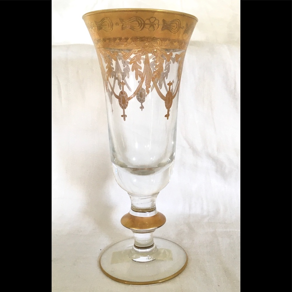 ARTE ITALICA MEDICI GOLD CHAMPAGNE FLUTE 24KT GOLD